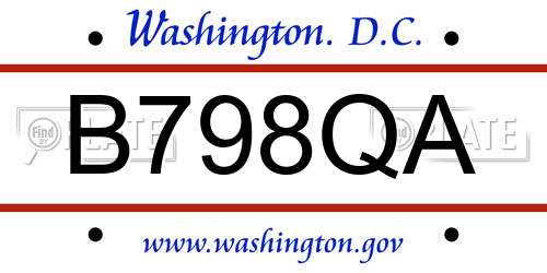 B798QA District Of Columbia License Plate