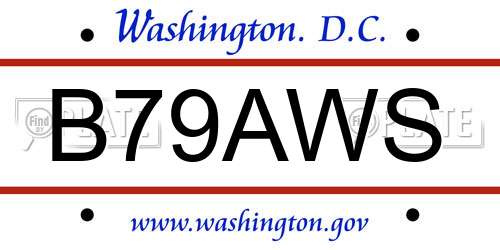 B79AWS District Of Columbia License Plate