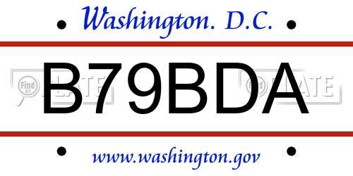 B79BDA District Of Columbia License Plate