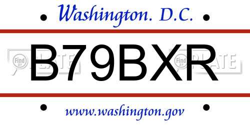 B79BXR District Of Columbia License Plate