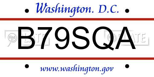 B79SQA District Of Columbia License Plate