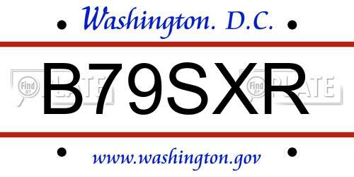 B79SXR District Of Columbia License Plate