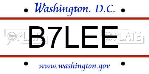 B7LEE District Of Columbia License Plate
