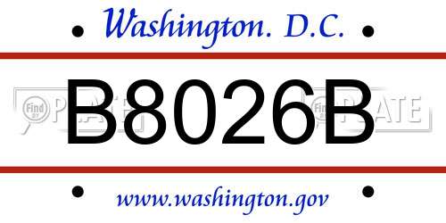 B8026B District Of Columbia License Plate