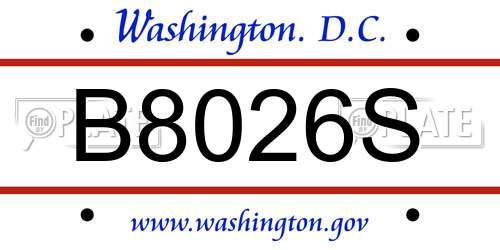 B8026S District Of Columbia License Plate