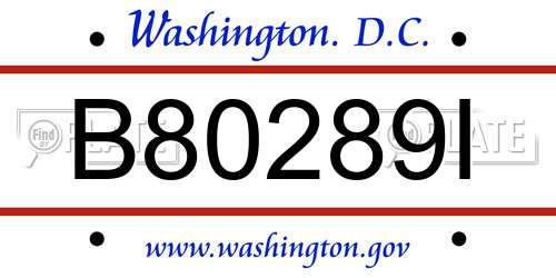 B80289I District Of Columbia License Plate