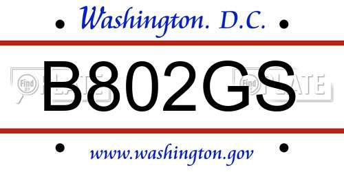 B802GS District Of Columbia License Plate