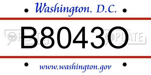 B8043O District Of Columbia License Plate