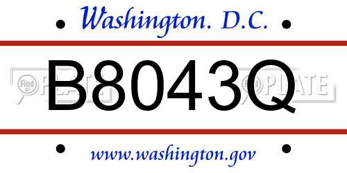 B8043Q District Of Columbia License Plate