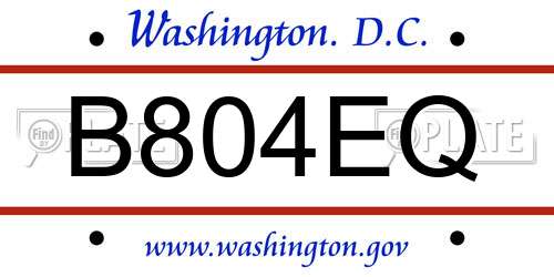 B804EQ District Of Columbia License Plate