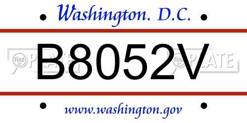 B8052V District Of Columbia License Plate