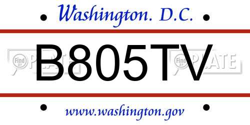 B805TV District Of Columbia License Plate