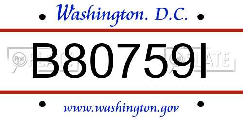 B80759I District Of Columbia License Plate