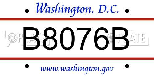 B8076B District Of Columbia License Plate