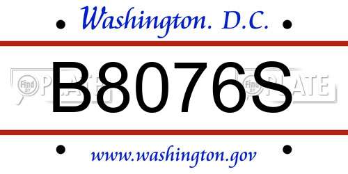 B8076S District Of Columbia License Plate
