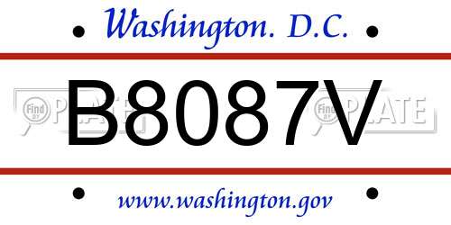 B8087V District Of Columbia License Plate