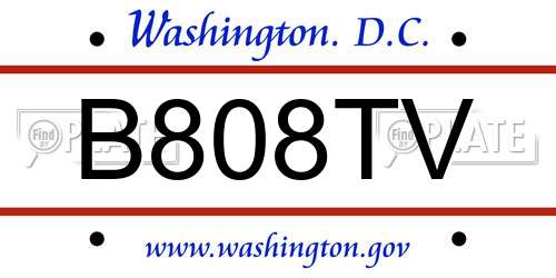 B808TV District Of Columbia License Plate