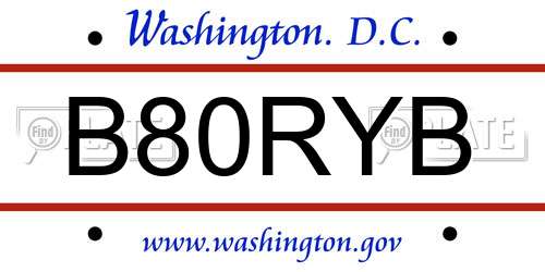 B80RYB District Of Columbia License Plate