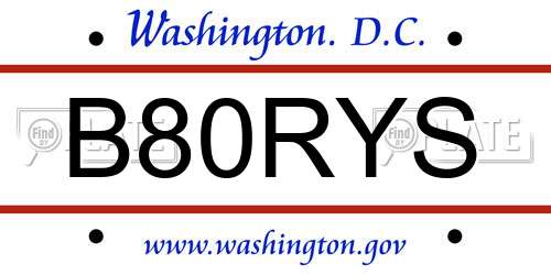 B80RYS District Of Columbia License Plate