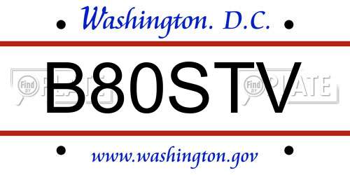B80STV District Of Columbia License Plate