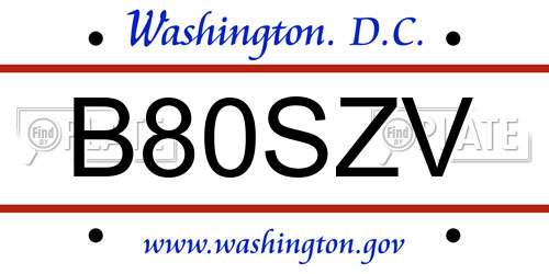 B80SZV District Of Columbia License Plate