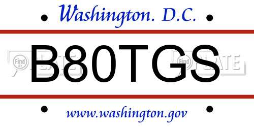 B80TGS District Of Columbia License Plate