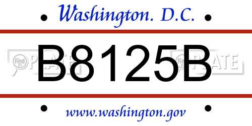 B8125B District Of Columbia License Plate