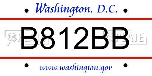 B812BB District Of Columbia License Plate