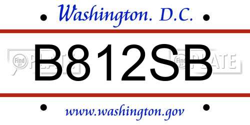 B812SB District Of Columbia License Plate