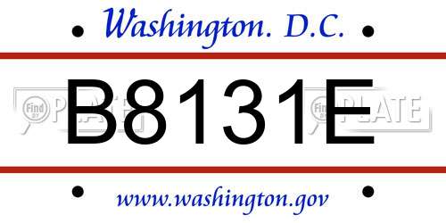 B8131E District Of Columbia License Plate