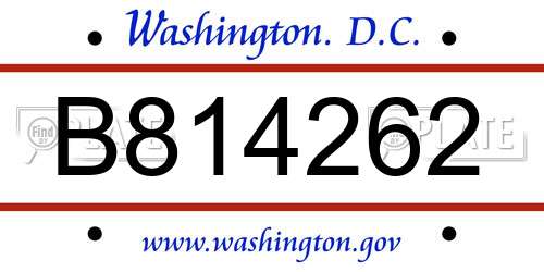 B814262 District Of Columbia License Plate