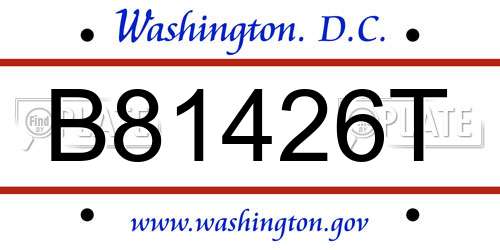 B81426T District Of Columbia License Plate