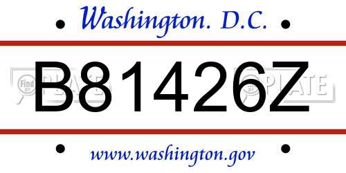 B81426Z District Of Columbia License Plate