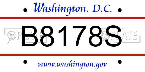 B8178S District Of Columbia License Plate