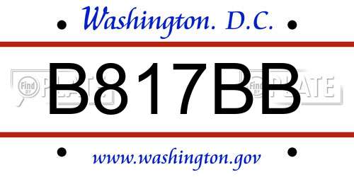 B817BB District Of Columbia License Plate