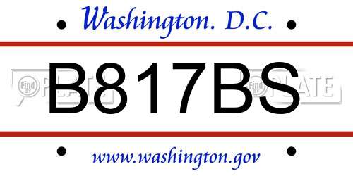 B817BS District Of Columbia License Plate