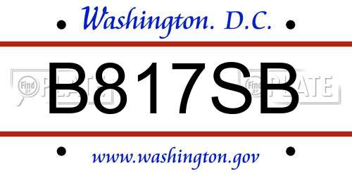 B817SB District Of Columbia License Plate