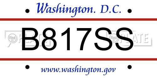 B817SS District Of Columbia License Plate