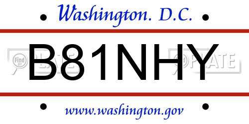 B81NHY District Of Columbia License Plate