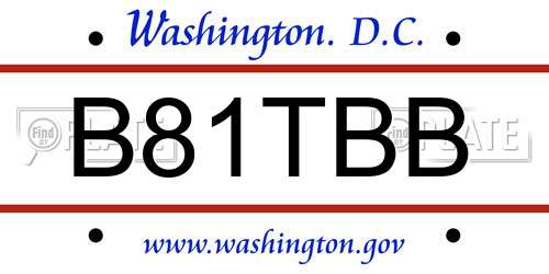 B81TBB District Of Columbia License Plate