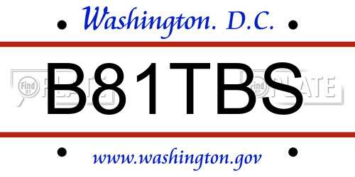 B81TBS District Of Columbia License Plate