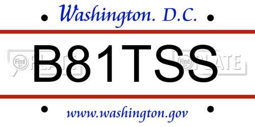 B81TSS District Of Columbia License Plate