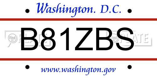 B81ZBS District Of Columbia License Plate