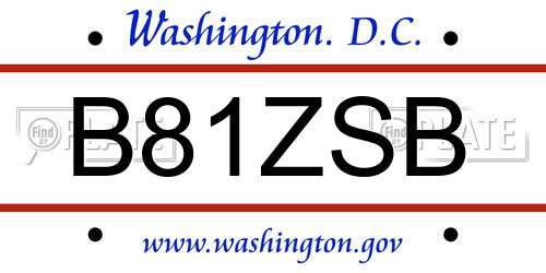 B81ZSB District Of Columbia License Plate