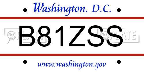 B81ZSS District Of Columbia License Plate