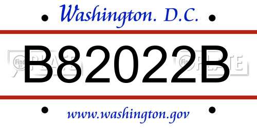 B82022B District Of Columbia License Plate