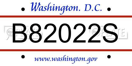 B82022S District Of Columbia License Plate