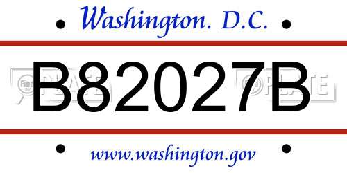 B82027B District Of Columbia License Plate