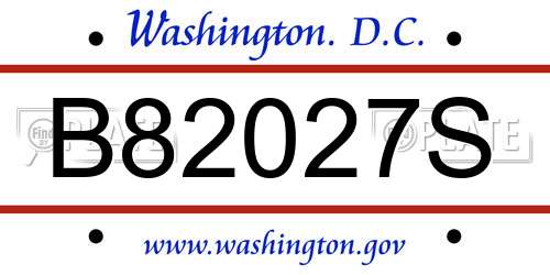 B82027S District Of Columbia License Plate