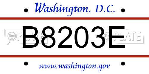 B8203E District Of Columbia License Plate